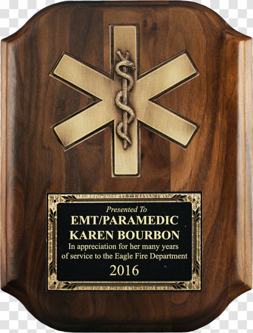 Star Of Life Emergency Medical Services Paramedic Technician Commemorative Plaque - Firefighter Transparent PNG