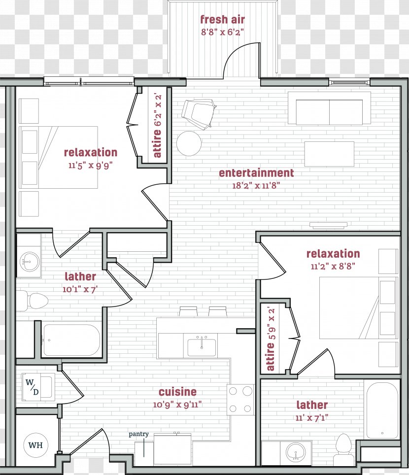 Floor Plan House Apartment - Bedroom Transparent PNG