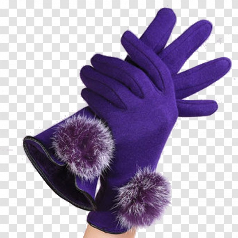 Glove Purple Designer Leather - Mulberry - Ms. Gloves With Hair Bulb Transparent PNG