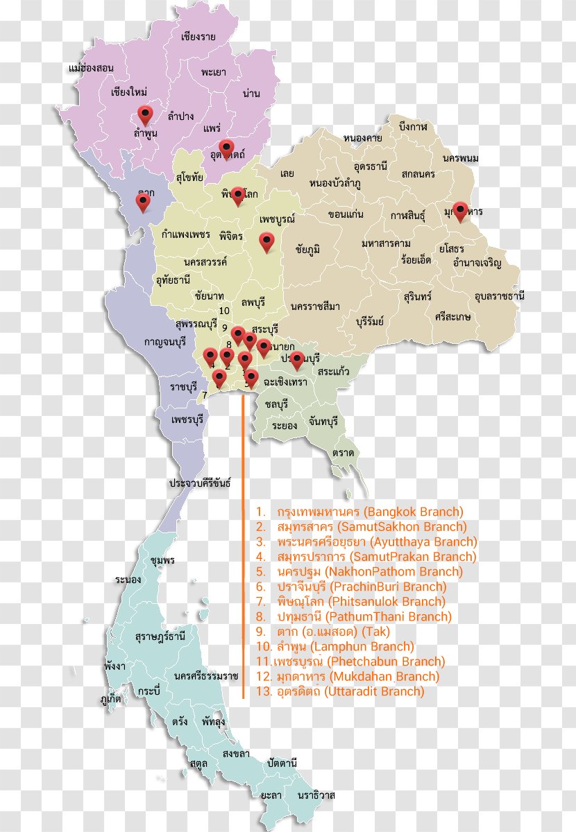Provinces Of Thailand Eastern Chiang Mai Bangkok Map - Phuket City Transparent PNG
