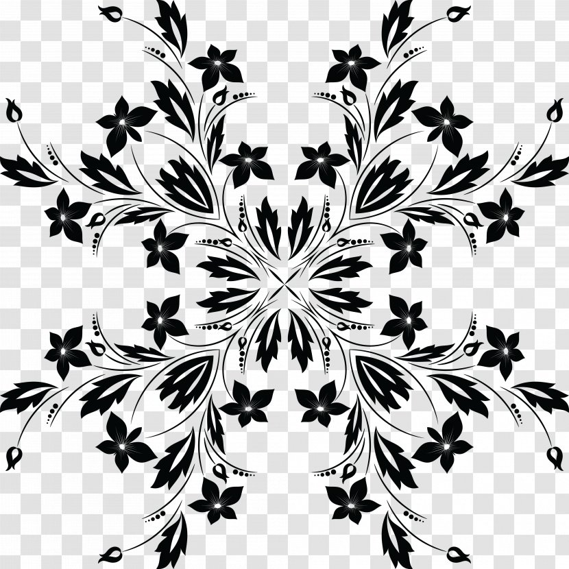 Flower Ornament Black And White Clip Art Transparent PNG