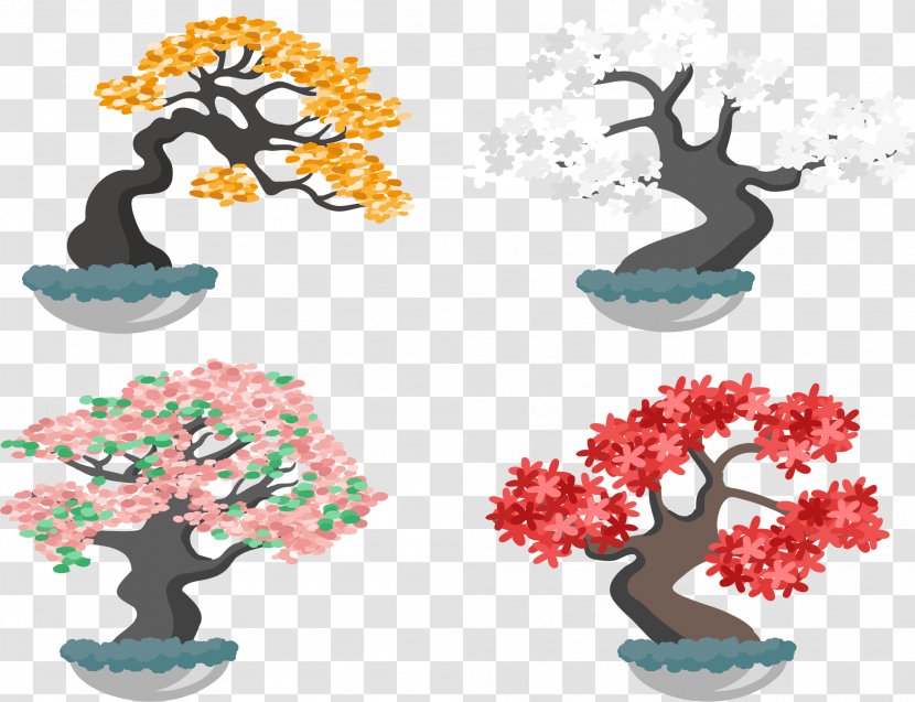 Bonsai Plant Euclidean Vector Tree - Beautiful Potted Plants Transparent PNG