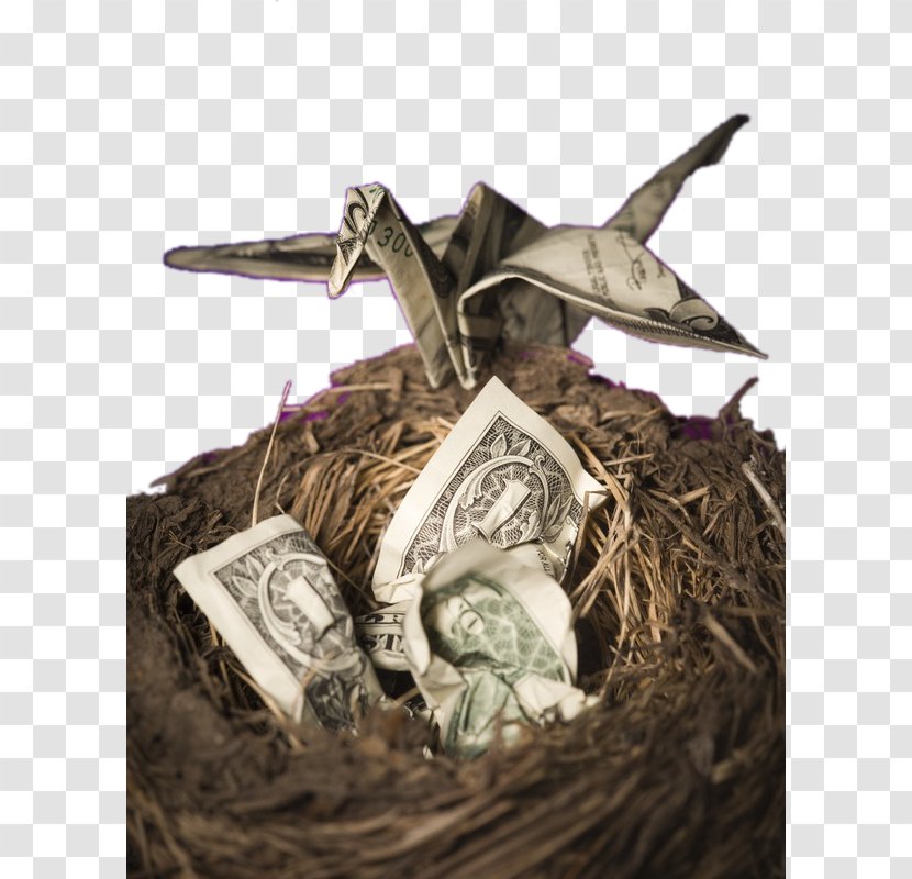 Paper Crane United States One-dollar Bill Dollar - Money - Creative Folded Cranes Coins Transparent PNG