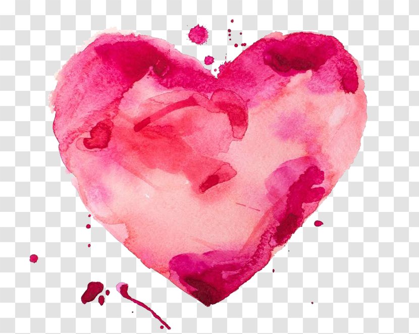 Watercolor Painting Heart Stock Illustration - FIG Painted Heart-shaped Material Transparent PNG