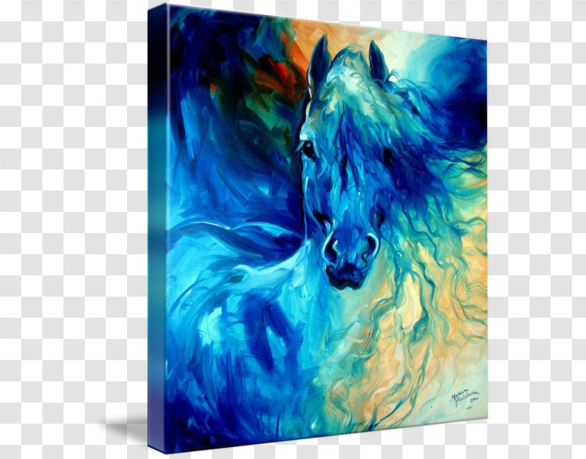 Oil Painting Blue Horses Little Horse - Organism - Sky Transparent PNG