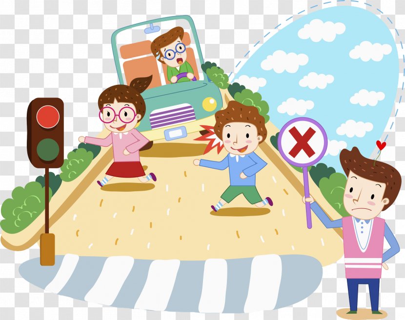 Child Safety Accident Traffic Collision School Zone - Art - Children Crossing The Street Transparent PNG