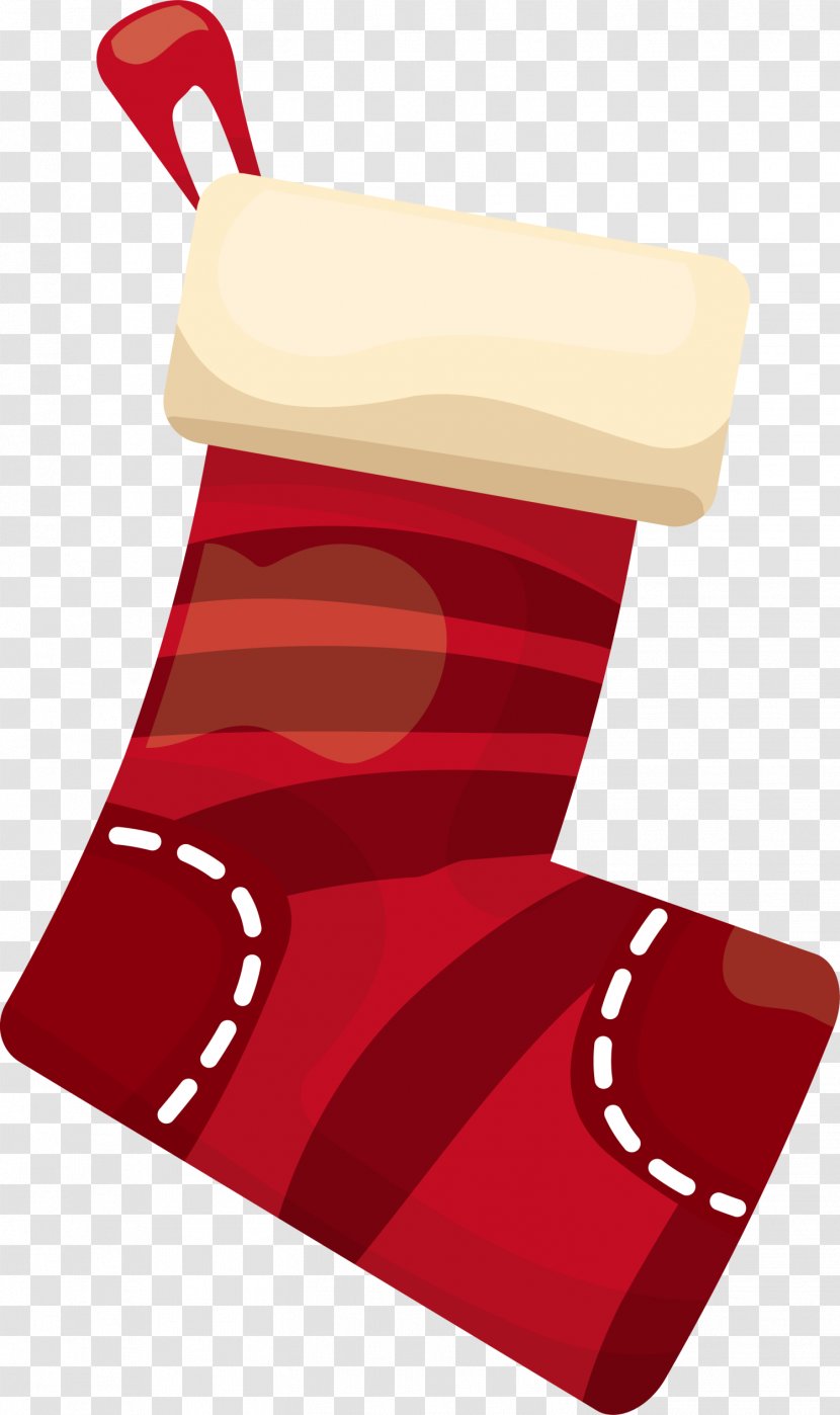 Christmas Stocking Sock Cartoon - Red Line Socks Transparent PNG