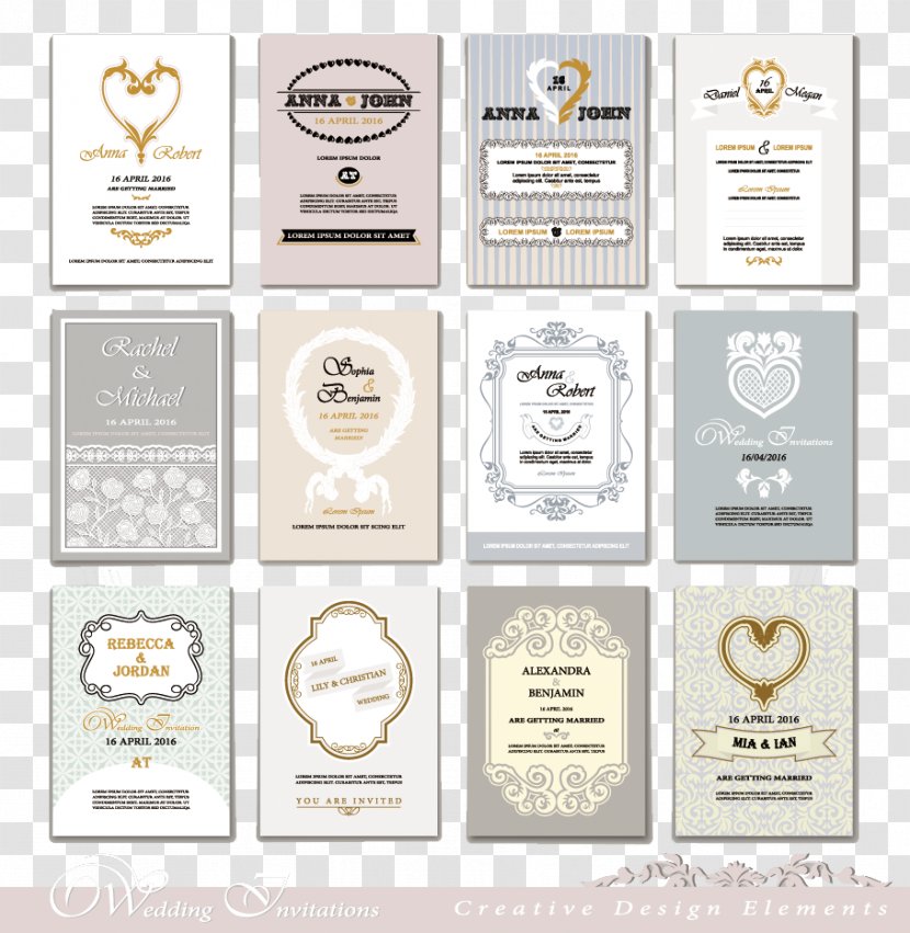 12 Wedding Invitations - Logo - Vecteur Transparent PNG