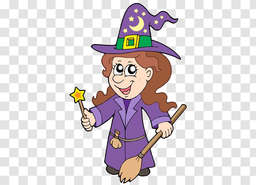 Magician Illustration - Art - The Witch With Magic Wand In Cartoon Transparent PNG