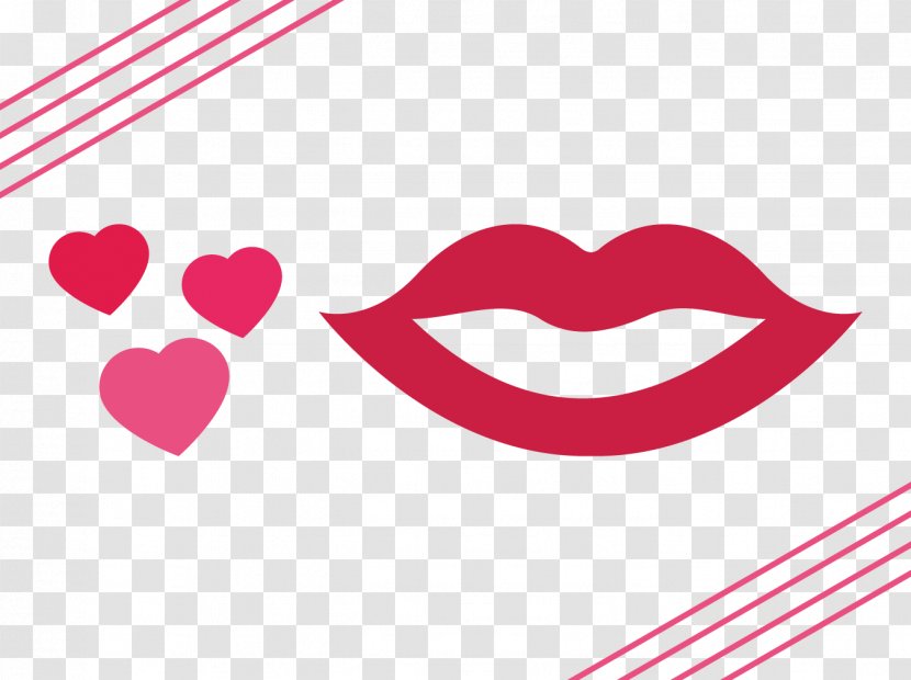 Lip Heart Euclidean Vector - Silhouette - Pink Lips Transparent PNG