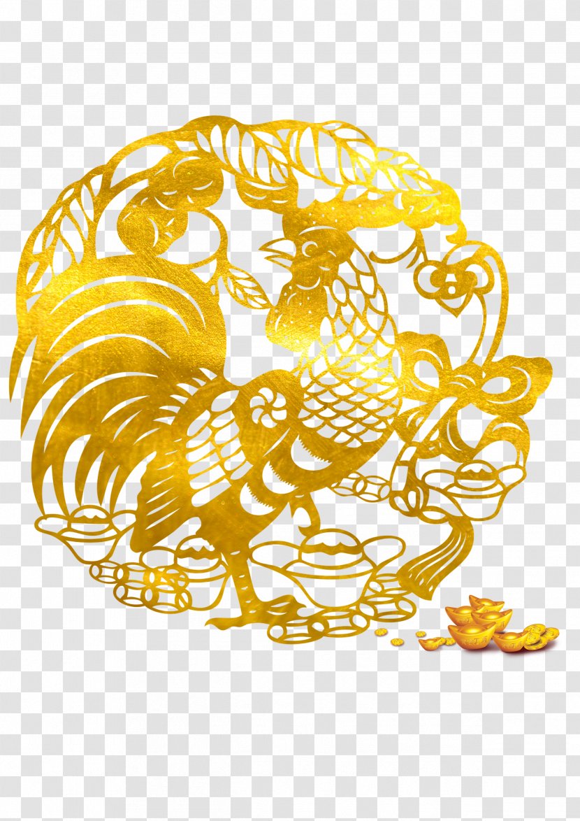 Chinese New Year Paper Cutting Papercutting Design Chicken - Poster Transparent PNG
