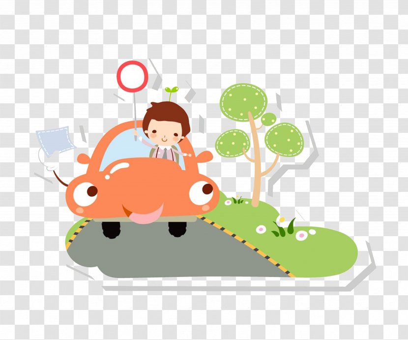 Cartoon Child Illustration - Fictional Character - Happy Driving Transparent PNG