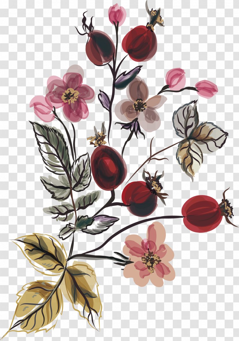 Beach Rose Floral Design Flower - Petal - Chinese Painting Rattan Transparent PNG