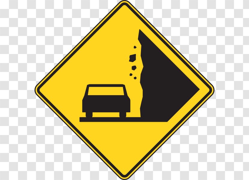 Traffic Sign Rockfall Warning - Pictures Of People Falling Transparent PNG