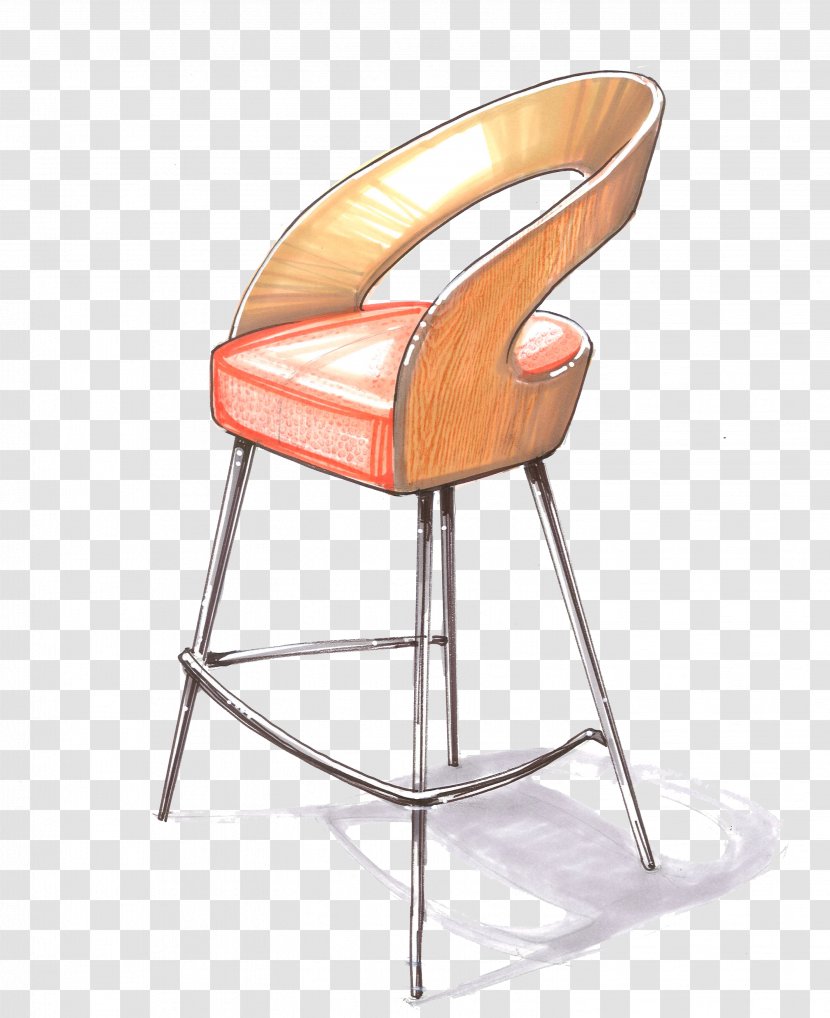 Chair Bar Stool Watercolor Painting Sketch - Idea - Simple Hand-painted Yellow Plastic Seat Transparent PNG
