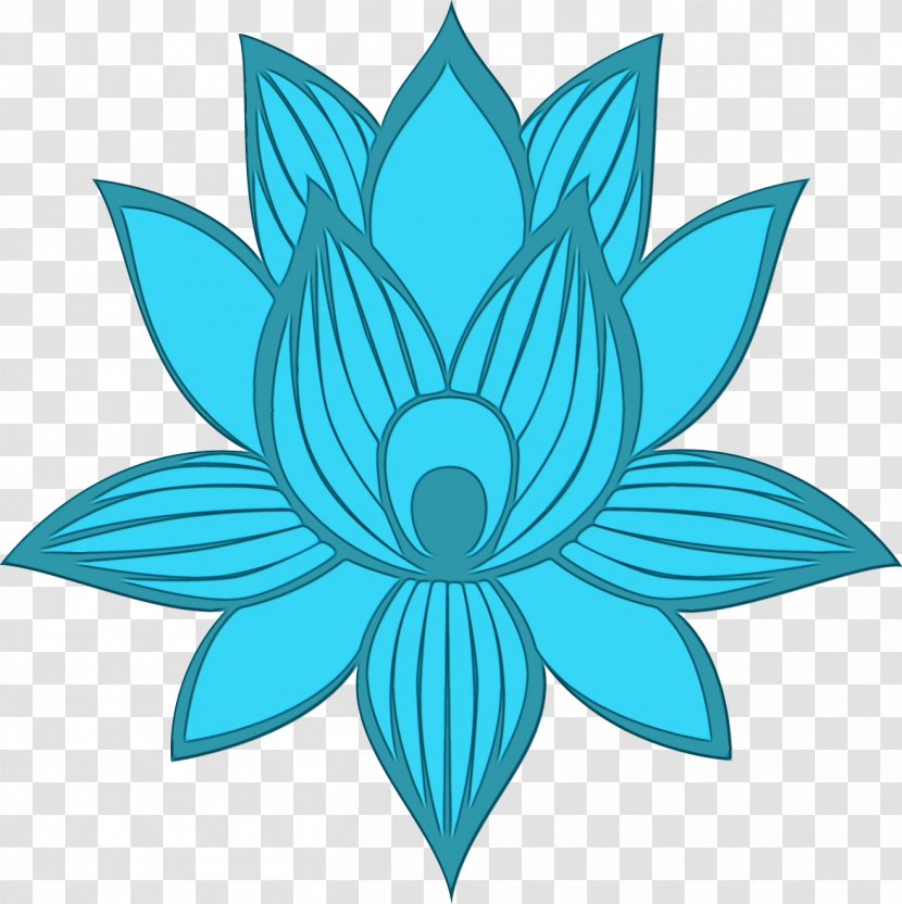 Blue Aqua Teal Turquoise Symmetry - Lotus Family Plant Transparent PNG