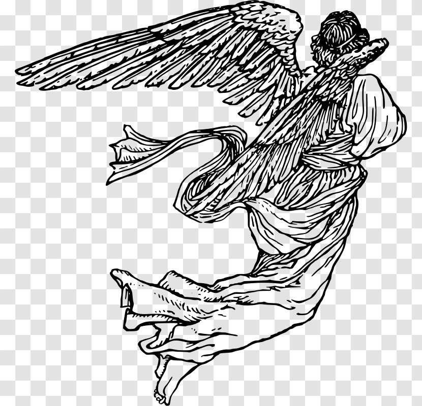 Line Art Angel Drawing - Head Transparent PNG