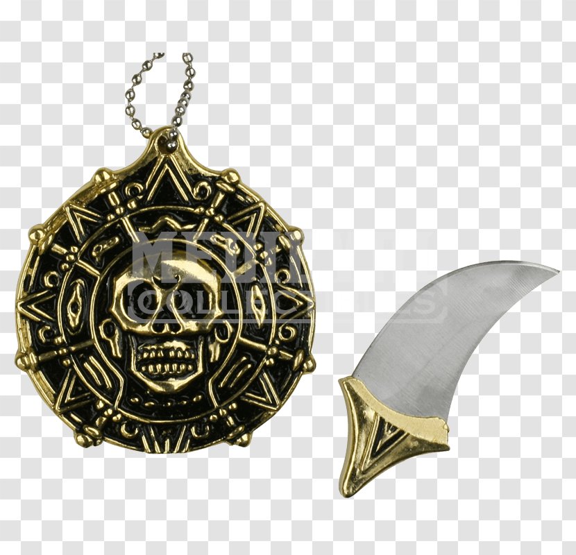 Locket Neck Knife Gold Blade - Necklace - Pirate Coins Transparent PNG
