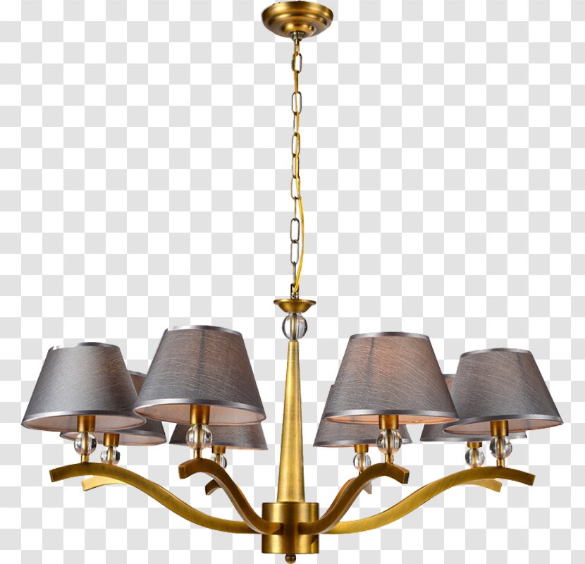 Chandelier Ceiling Lamp Light Fixture - Brass Transparent PNG