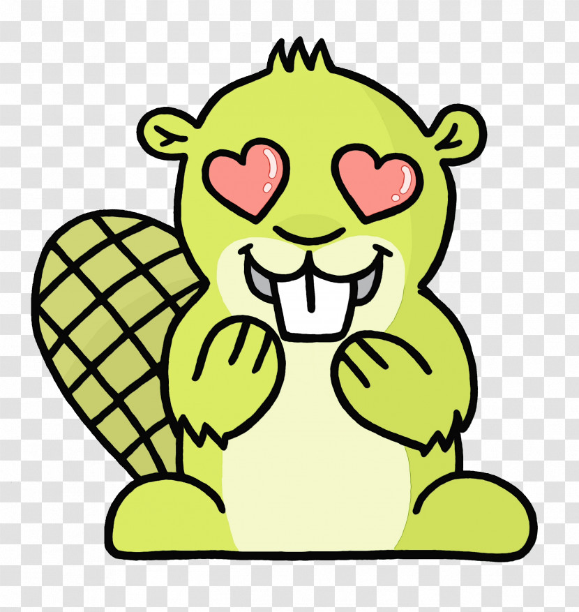 Cartoon Green Yellow Head Waving Hello Transparent PNG