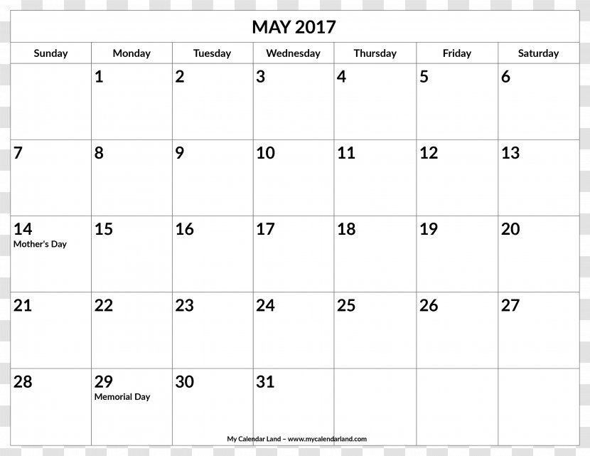Calendar May 0 Holiday Festival - 2017 - Flower Rattan Template Transparent PNG