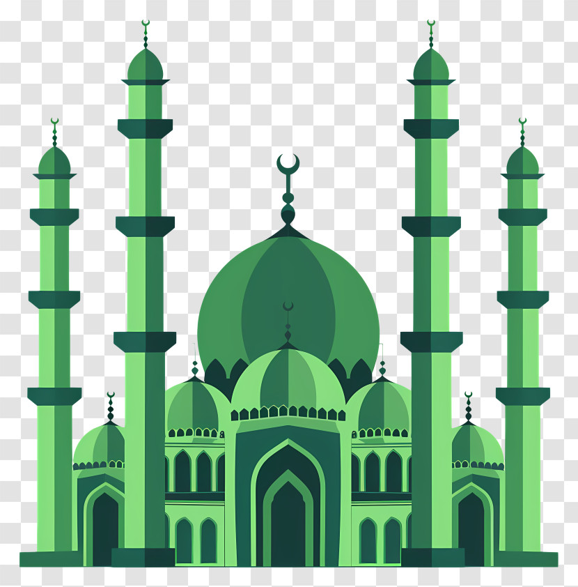 Mosque Silhouette - Green Mosque Architecture Illustration Transparent PNG