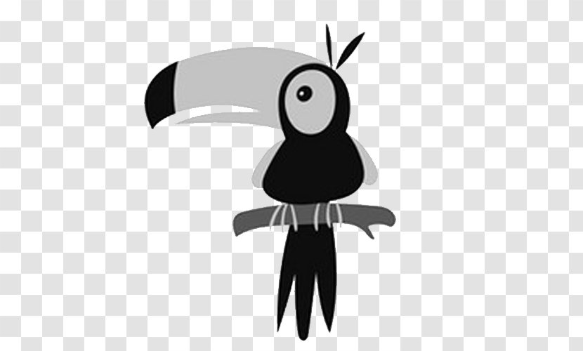Bird Parrot Cartoon Clip Art - Wing - Creative Hand-painted Black And White Crow Transparent PNG