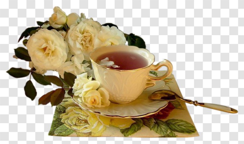 Tea Coffee Cafe Food - Floral Design Transparent PNG