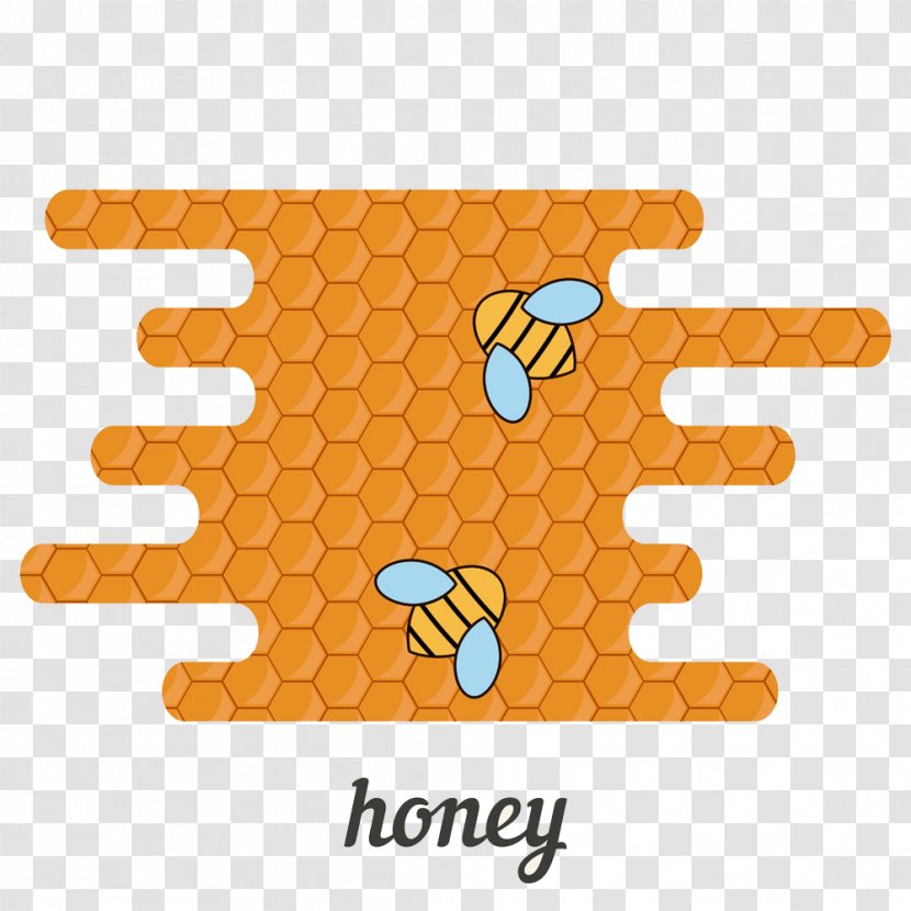 Honey Bee Honeycomb Beehive - Text - Bees On Transparent PNG