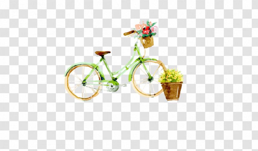 Watercolor Painting Bicycle Illustration - Small Fresh Bike Transparent PNG