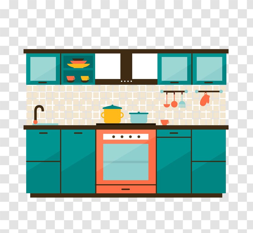 Kitchen Cabinet Kitchenette - Interior Design Services - Color Vector Transparent PNG