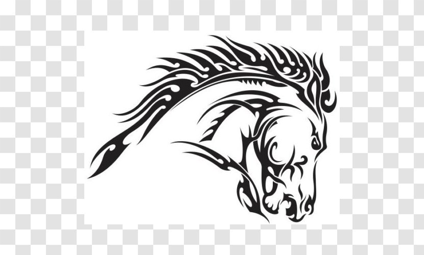 Horse Head Mask Decal Tattoo - Black And White Transparent PNG