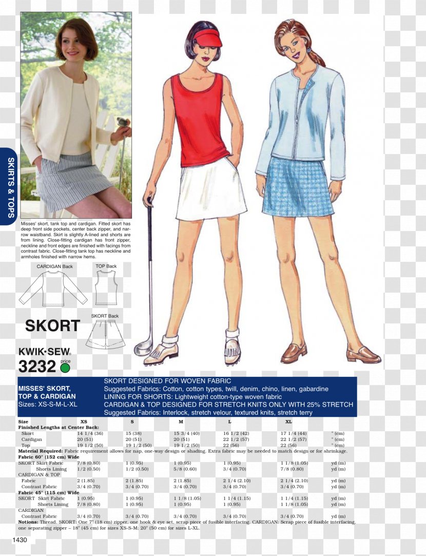 Shorts Sleeve Skort Top Pattern - Sewing Transparent PNG