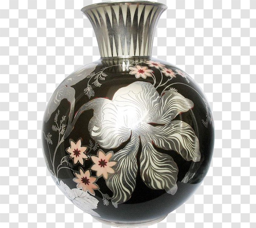Selb Silver Overlay Vase Ceramic Transparent PNG