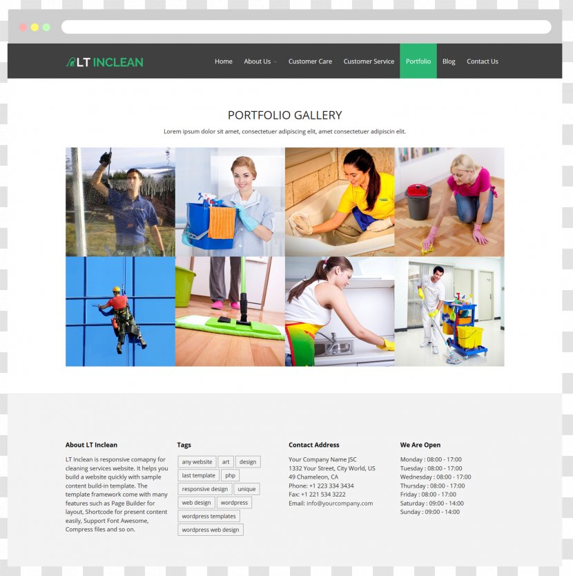Responsive Web Design Maid Service Page Company - Template - PORTFOLIO Transparent PNG