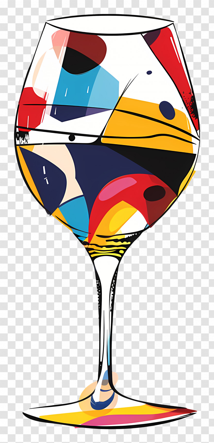 Wine Glass - Colorful Patterned Wine Glass Transparent PNG