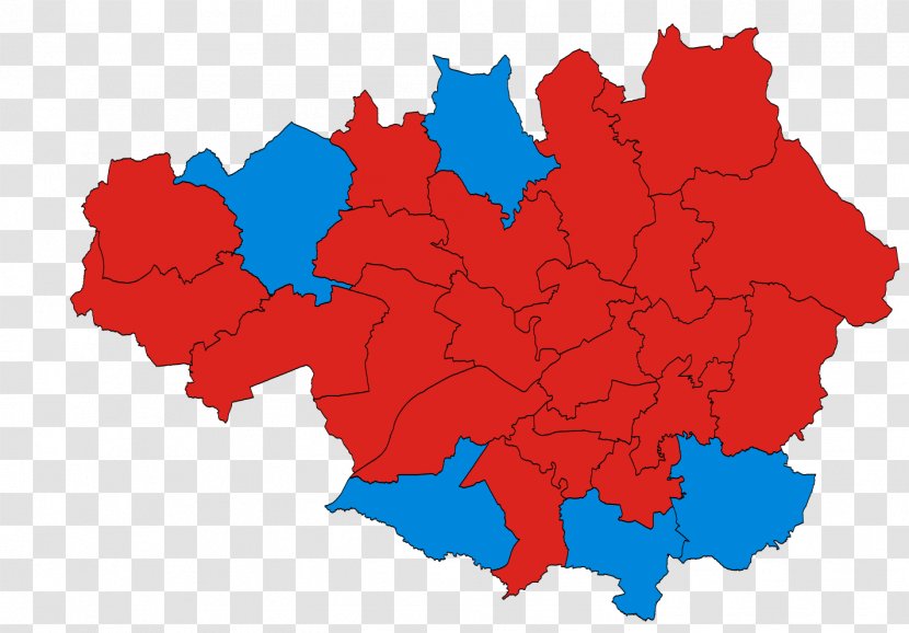 Manchester Metropolitan Borough Of Rochdale Map Tameside M Postcode Area - Red - England Transparent PNG