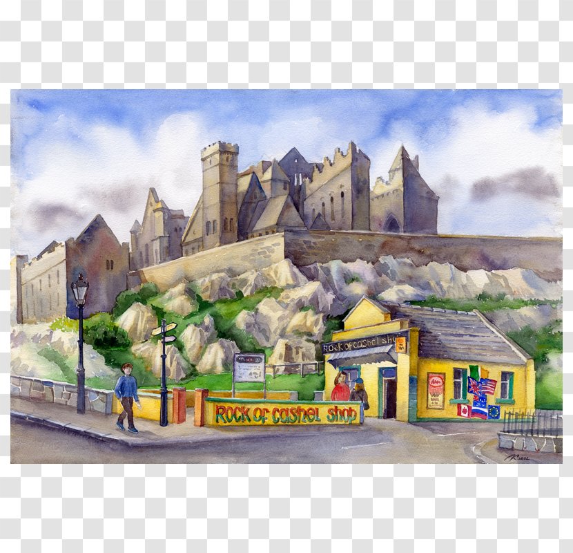 Rock Of Cashel Kilkenny Watercolor Painting Galway - Castle Transparent PNG