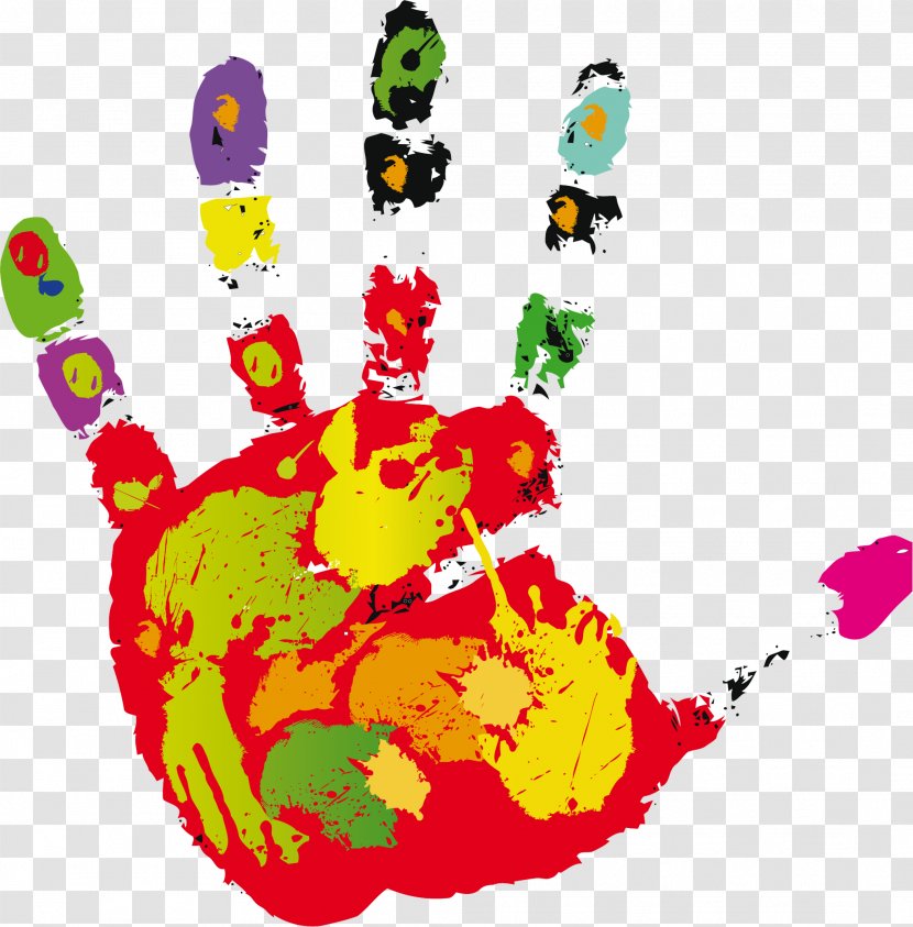 Footprint Hand Clip Art - Fotosearch - Painted Transparent PNG