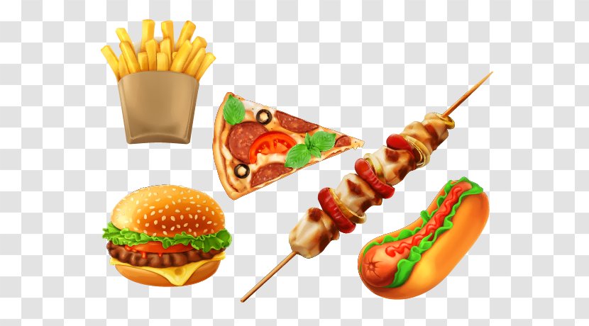 Hamburger Hot Dog Fast Food Junk - Pizza Burger Fries Barbecue Vector Transparent PNG