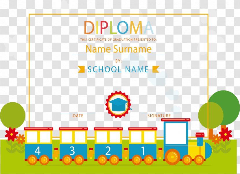 Diploma Academic Certificate Train School - Rectangle - Cute Little Transparent PNG