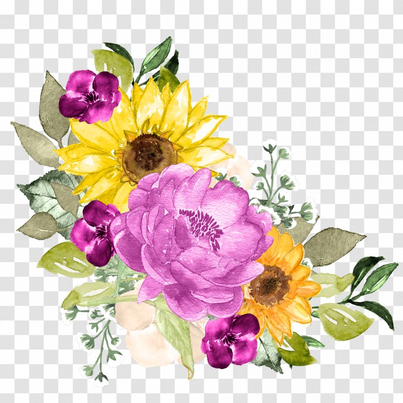 Bouquet Of Flowers Drawing - Flower Arranging - Rose Order Wildflower Transparent PNG