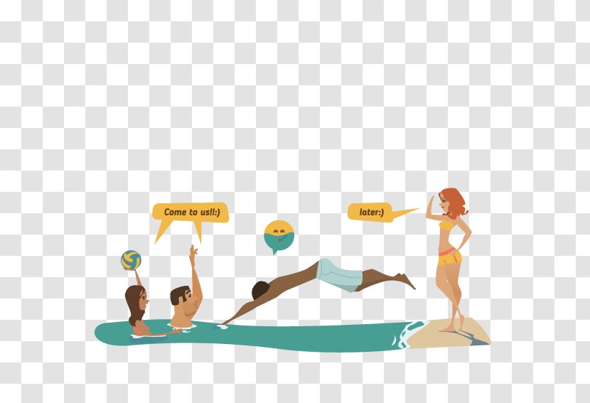 Comics Cartoon Auringonotto Illustration - Area - People Swimming In The Sea Transparent PNG