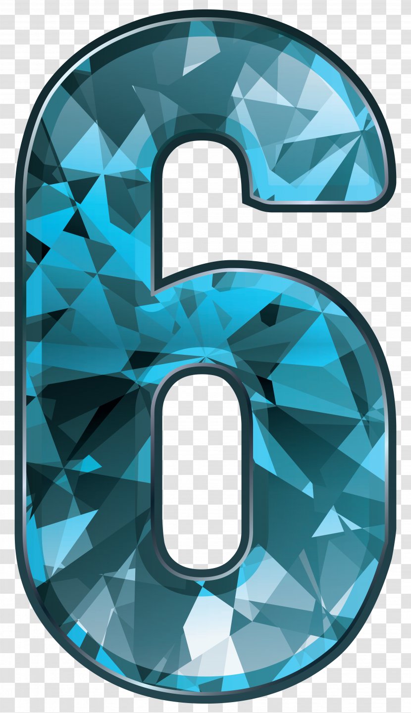 Number Numerical Digit Clip Art - Blue Crystal Six Clipart Image Transparent PNG
