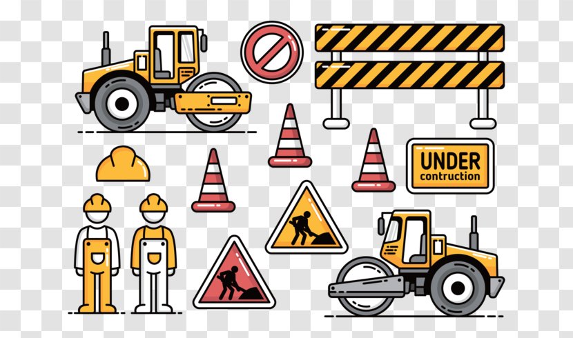 Road Roller Architectural Engineering Roadworks - Construction Worker - Construction-workers Transparent PNG
