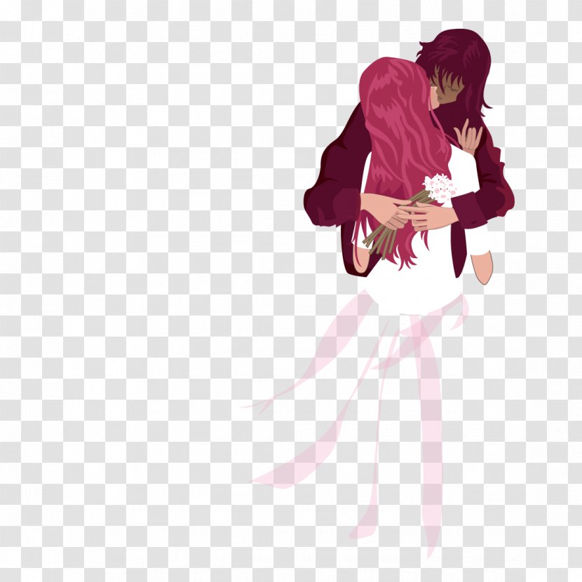Kiss Hug Significant Other - Watercolor - Kissing Couple Transparent PNG
