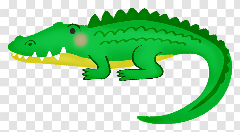 Icon - Cartoon Green Crocodile Illustration Transparent PNG