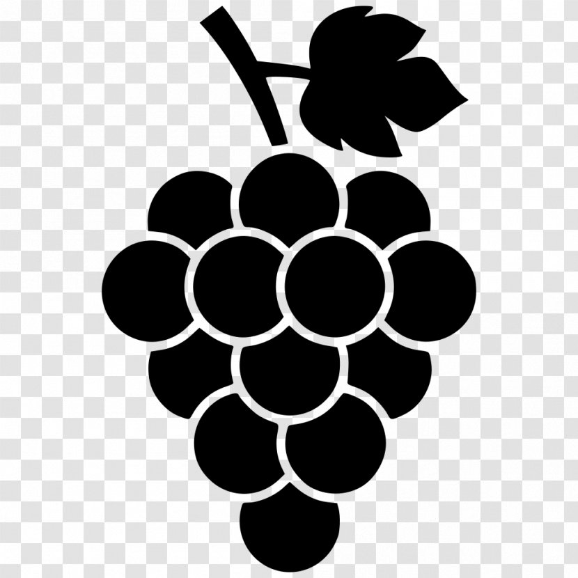 Concord Grape Wine Berries Leaves - Seedless Fruit - Blackandwhite Logo Transparent PNG