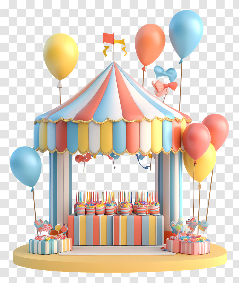 Outside Birthday Party - Colorful Carnival Tent With Balloons Transparent PNG