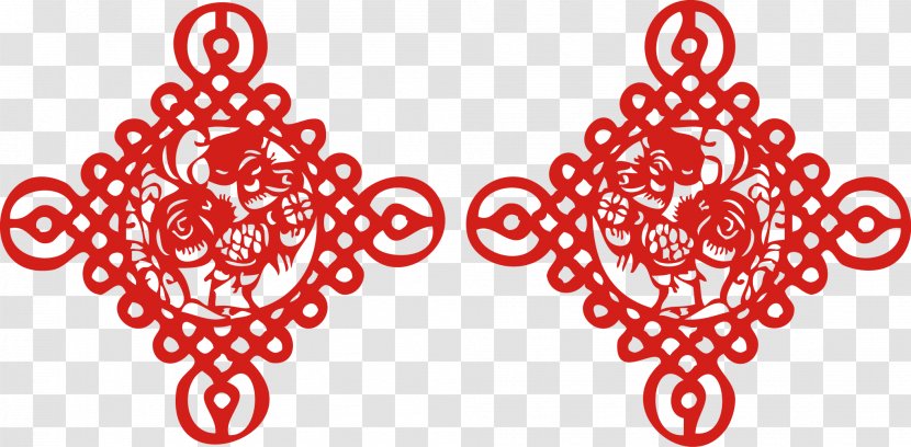 Chinese New Year Papercutting Paper Cutting Zodiac Years Day - Lunar - Knot Of The Rooster Paper-cut Window Grilles Transparent PNG